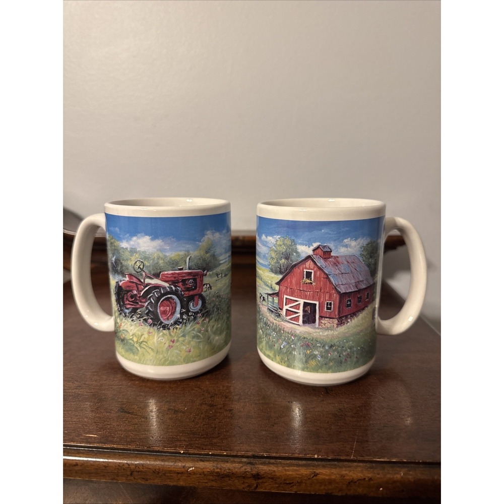 2 - 2004 Houston Harvest Gift Chestnut Creek Farm Tractor Coffee Tea Cup Mugs